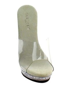 Slip In Klackar Mini Plata höga klackar | Silver 13 Cm Fabulicious Lip-101Ls Strass Plata Hoga Slip In Mules