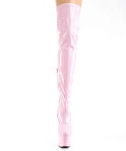 Larhoga Stovlar Med Plata höga klackar | Rosa 18 Cm Adore-3000Hwr Hologram Overknee Platastovlar - Pole Dance Overknees