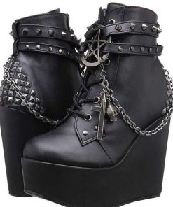 Demoniacult Skor & Stovlar Dam höga klackar | Konstlader 13 Cm Poison-101 Lolita Stovletter Goth Plata Kilklackar