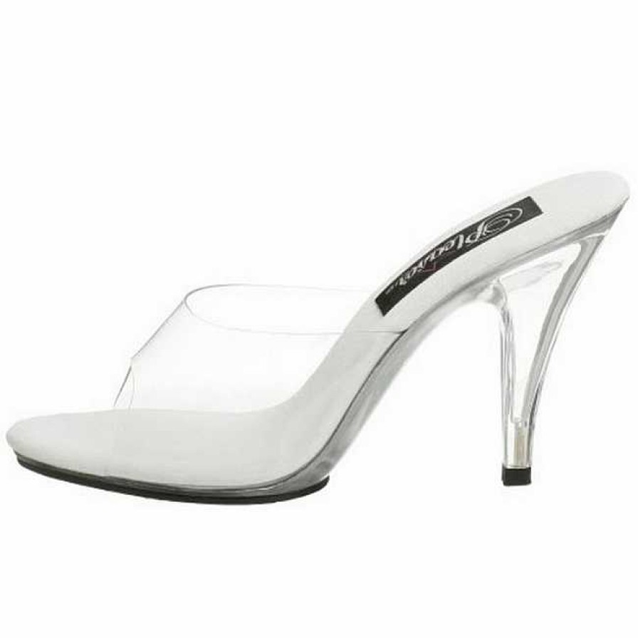 Slip In Klackar Utan Plata höga klackar | Vit Transparent 11 Cm Caress-401 Hogklackade Slipper Skor