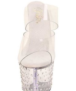 Slip In Klackar Mer Plata höga klackar | Transparent 18 Cm Stardust-702 Hogklackade Slipper Damskor Strass Sten