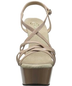 Hoga Klackar Mini Plata höga klackar | Beige 15 Cm Pleaser Delight-613 Hogklackade Sandaletter Med Plata