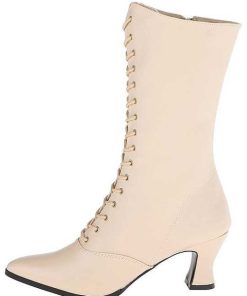 Stovletter Dam Utan Plata höga klackar | Beige 7 Cm Victorian-120 Dam Boots Med Snorning