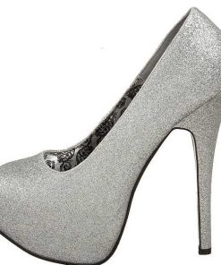 Pumps Klackar Mer Plata höga klackar | Silver Glitter 14,5 Cm Burlesque Teeze-31G Platform Pumps Skor