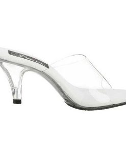 Slip In Klackar Utan Plata höga klackar | Vit Transparent 8 Cm Belle-301 Hogklackade Slipper Skor