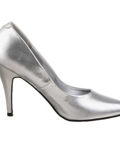 Pumps Klackar Utan Plata höga klackar | Silver Konstlader 10 Cm Vanity-420 Spetsiga Pumps Med Hoga Klackar