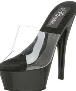 Slip In Klackar Mini Plata höga klackar | Svart Transparent 15,5 Cm Kiss-201 Plata Hoga Slip In Mules