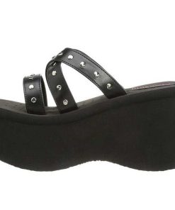 Demoniacult Skor & Stovlar Dam höga klackar | Svart 9 Cm Funn-19 Plata Goth Flip Flops Dam