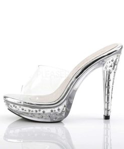 Slip In Klackar Mini Plata höga klackar | Transparent 14 Cm Cocktail-501Sdt Slippers Strass Klackar