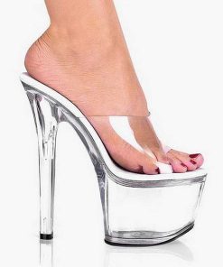 Slip In Klackar Mer Plata höga klackar | Transparent 18 Cm Pleaser Sky-301 Plata Hoga Slip In Mules