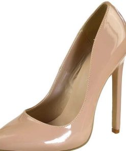 Pumps Klackar Utan Plata höga klackar | Beige Lack 13 Cm Sexy-20 Spetsiga Pumps Med Stilettklackar