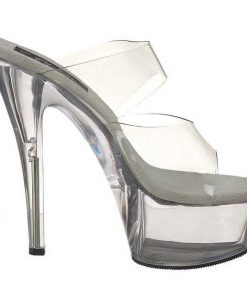 Slip In Klackar Mini Plata höga klackar | Transparent 15 Cm Kiss-202 Plata Hoga Slip In Mules Dam