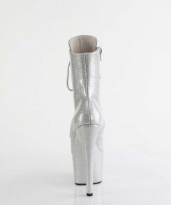 Stovletter Dam Med Plata höga klackar | Silver Glitter Plataboots 18 Cm Hogklackade Boots