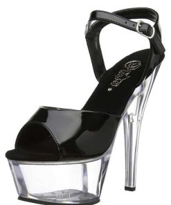 Hoga Klackar Mini Plata höga klackar | Svart Transparent 15 Cm Pleaser Kiss-209 Hoga Sandaletter Med Klack