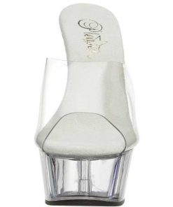 Slip In Klackar Mini Plata höga klackar | Transparent 15,5 Cm Pleaser Delight-601 Plata Hoga Slip In Mules