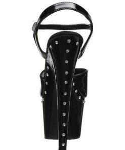 Hoga Klackar Mer Plata höga klackar | Svart 18 Cm Pleaser Adore-709Ls Platasandaletter Med Stenar