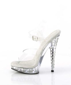 Hoga Klackar Mini Plata höga klackar | Transparent High Heels 15 Cm Sultry-608Sdt Strass Plata High Heels