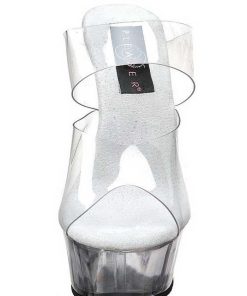 Slip In Klackar Mini Plata höga klackar | Transparent 15,5 Cm Pleaser Delight-602 Plata Hoga Slip In Mules