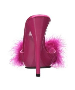 Slip In Klackar Mini Plata höga klackar | Fuchsia 13 Cm Poise-501F Maraboufjadrar Hoga Slip In Skor