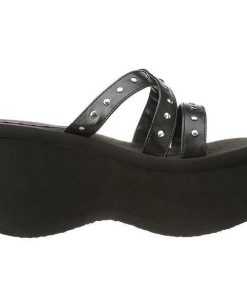 Demoniacult Skor & Stovlar Dam höga klackar | Svart 9 Cm Funn-19 Plata Goth Flip Flops Dam