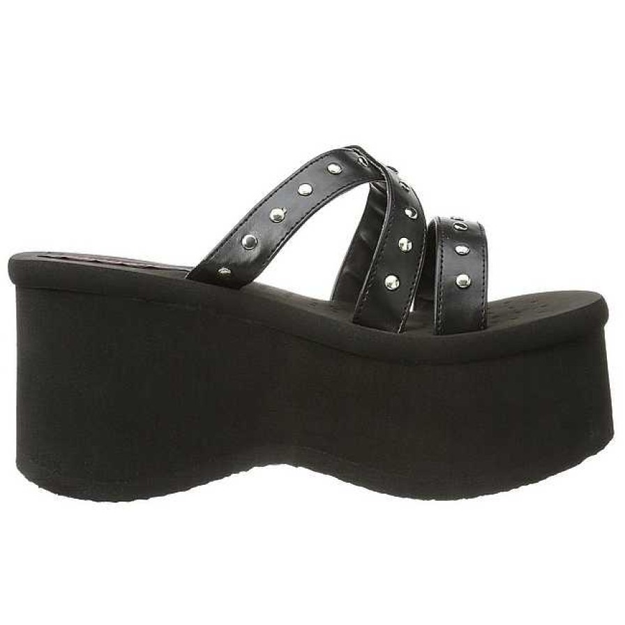 Demoniacult Skor & Stovlar Dam höga klackar | Svart 9 Cm Funn-19 Plata Goth Flip Flops Dam