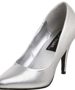 Pumps Klackar Utan Plata höga klackar | Silver Konstlader 10 Cm Vanity-420 Spetsiga Pumps Med Hoga Klackar