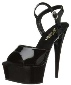 Hoga Klackar Mini Plata höga klackar | Svart 15 Cm Delight-609 Pleaser High Heels Skor