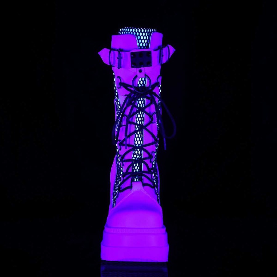 Demoniacult Skor & Stovlar Dam höga klackar | Vit Neon 11,5 Cm Shaker-70 Cyberpunk Platastovlar