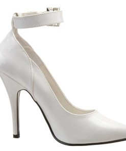 Pumps Klackar Utan Plata höga klackar | Vita Lackpumps 13 Cm Seduce-431 Ankelrem Pumps - Lackpumps Med Ankelband