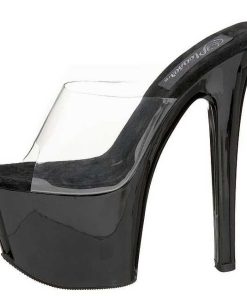 Slip In Klackar Mer Plata höga klackar | Svart Transparent 18 Cm Pleaser Sky-301 Plata Hoga Slip In Mules