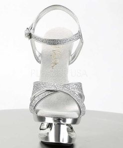 Hoga Klackar Mini Plata höga klackar | Silver Glitter 16,5 Cm Pleaser Eclipse-619G Hoga Stilettklackar Plata