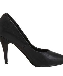 Pumps Klackar Utan Plata höga klackar | Svart Konstlader 10 Cm Vanity-420 Spetsiga Pumps Med Hoga Klackar