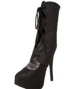 Pumps Klackar Mer Plata höga klackar | Svart Glitter 14,5 Cm Burlesque Teeze-31G Platform Pumps Skor