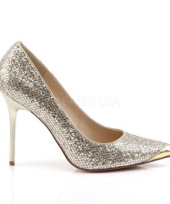 Stora Hoga Klackar For Man höga klackar | Guld Glitter 10 Cm Classique-20 Stora Storlekar Stilettos Skor