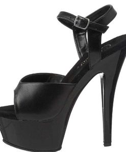 Hoga Klackar Mini Plata höga klackar | Svart Lader 15 Cm Pleaser Kiss-209 Hoga Sandaletter Med Klack