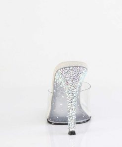 Slip In Klackar Utan Plata höga klackar | Silver Mules 11,5 Cm Gala-01Dsp Strass Mules Med Stilettklack