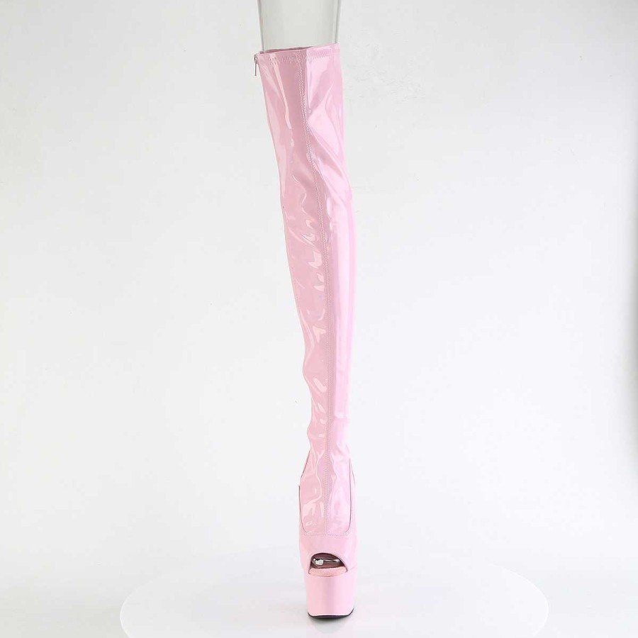 Larhoga Stovlar Med Plata höga klackar | Rosa 18 Cm Adore-3011Hwr Hologram Overknee Stovlar Oppen Ta