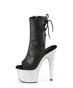 Stovletter Dam Med Plata höga klackar | Strass 18 Cm Adore-1018Lg Hogklackade Plataboots - Oppen Ta Ankelboots Svart