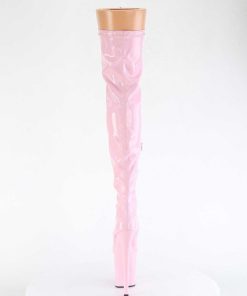 Larhoga Stovlar Med Plata höga klackar | Rosa 20 Cm Flamingo-3000Hwr Hologram Overknee Platastovlar - Pole Dance Overknees