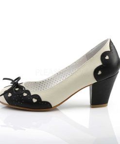 Pumps Klackar Utan Plata höga klackar | Svart 6,5 Cm Retro Vintage Wiggle-17 Pinup Pumps Skor Med Blockklack