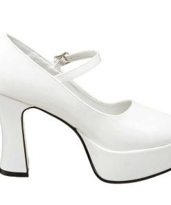 Pumps Klackar Mini Plata höga klackar | Vit Lack 11 Cm Maryjane-50 Mary Jane Hoga Platapumps