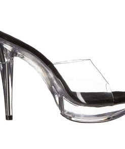 Slip In Klackar Mini Plata höga klackar | Svart Transparent 14 Cm Cocktail-501 Plata Mules Hoga Klackar