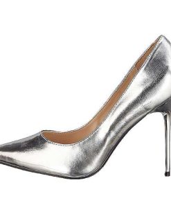 Pumps Klackar Utan Plata höga klackar | Silver Konstlader 10 Cm Classique-20 Spetsiga Pumps Med Stilettklackar