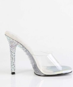 Slip In Klackar Utan Plata höga klackar | Silver Mules 11,5 Cm Gala-01Dsp Strass Mules Med Stilettklack