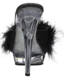 Slip In Klackar Mini Plata höga klackar | Svart Transparent 13 Cm Fabulicious Lip-101-8 Plata Hoga Slip In Mules