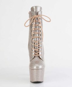 Stovletter Dam Med Plata höga klackar | Champagne Glitter Plataboots 18 Cm Hogklackade Boots