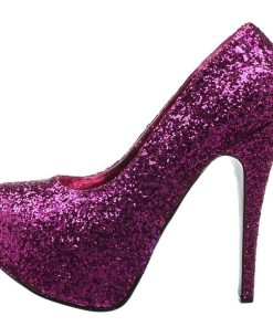 Stora Hoga Klackar For Man höga klackar | Pink Glitter 14,5 Cm Burlesque Teeze-06Gw Pumps For Man Med Breda Fotter