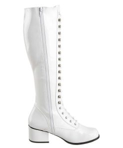 Stovlar Dam Utan Plata höga klackar | Vita Lackstovlar Snorstovlar 5 Cm Lack - 70 Tal Hippie Disco Gogo Boots