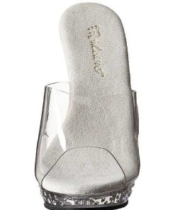 Slip In Klackar Mini Plata höga klackar | Transparent Kristall Platform 13 Cm Lip-101Sdt Hogklackade Slipper Skor