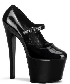 Pumps Klackar Mer Plata höga klackar | Svart Lack 18 Cm Pleaser Sky-387 Hoga Platapumps